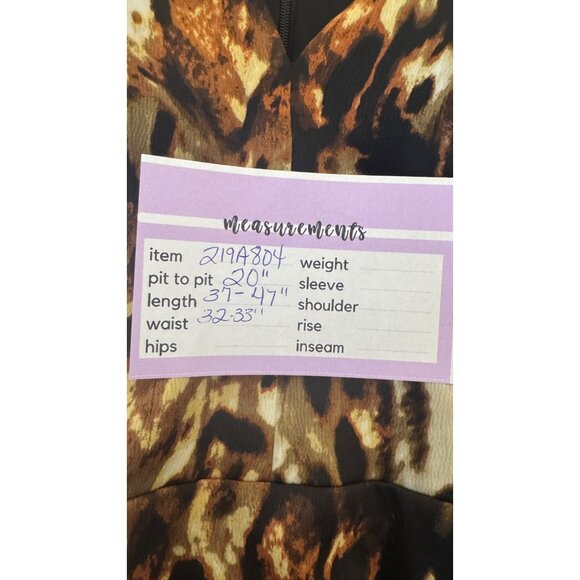 NWT XSCAPE Size 12 Animal Print Sleeveless V-Neck Dress Flounce Hem - Picture 15 of 15